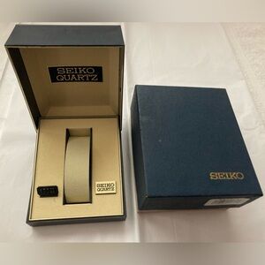 VTG Seiko Men's Blue and Gold Quartz EMPTY Watch case and box